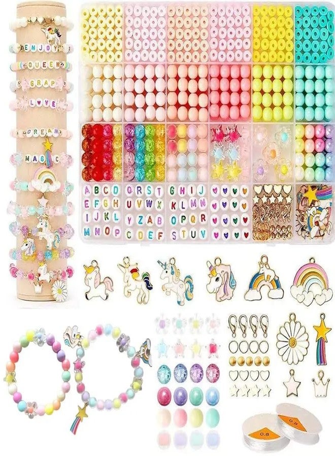 MAGHROLA Children's Jewelry Making Kit - Colorful Beads DIY Bracelets, Necklace, Hairband & Rings Craft Kits Birthday Gift Activity Games for Girls Age for 4, 5, 6, 7-Year-Old Little Girls-Multicolor - Image 1